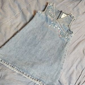 Denim jumper with embroidery accents